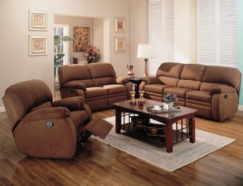 Soft Chocolate Microfiber Reclining Living Room Sofa w/Options [CRS-600411-Paulina]