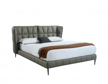 Claire Upholstered Bed in Sage Full Leather by Beverly Hills [BHB-Claire Sage]