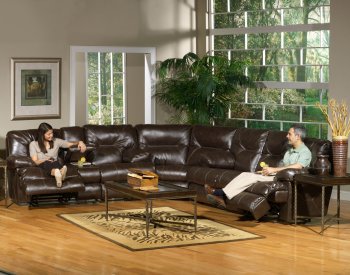 Catnapper Brown Bonded Leather Modern Cortez Sectional Sofa [CNSS-429 Cortez Brown]