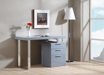 Zurich Modern Office Desk in Grey Gloss by J&M [JMOD-Zurich]