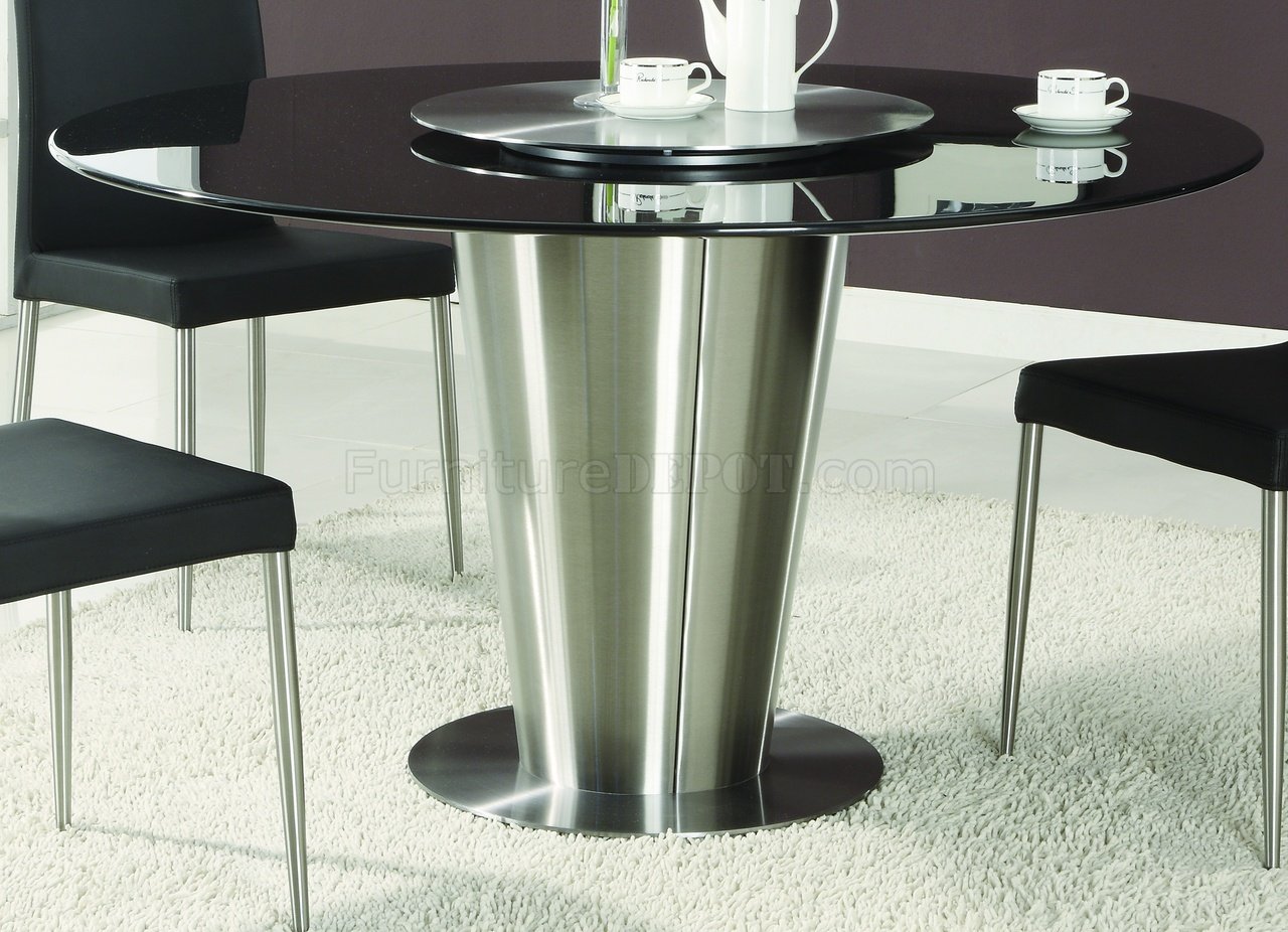 Black Marble Round Top Modern Dining Table