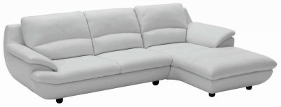 Light Grey Full Leather Contemporary Elegant Sectional Sofa