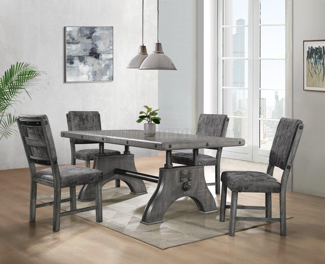 D855DT Dining Table in Grey Driftwood by Global w/Options
