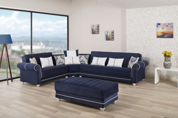 Royal Home Sectional Sofa in Dark Blue Fabric by Casamode [CMSS-Royal Home Dark Blue]