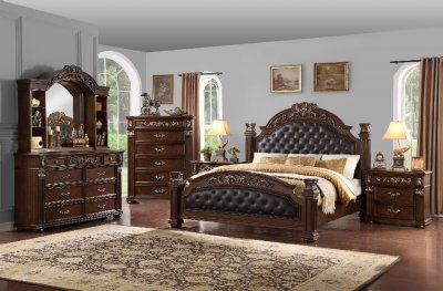 Aspen Bedroom Set 5Pc in Walnut & Black w/Options