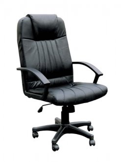 Modern Office Chair With Black Bycast Leather Upholstery