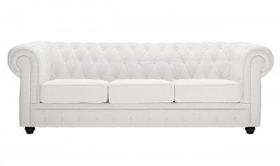 Chesterfield Sofa in White Leather by Modway w/Options