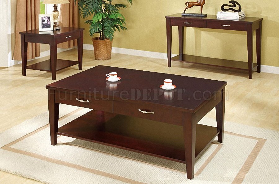Dark Espresso Coffee Console End, Coffee And Side Table Set With Storage