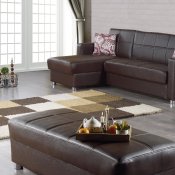 Salem Sectional Sofa Convertible in Brown Leatherette by Empire