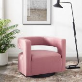 Spin Swivel Accent Chair in Dusty Rose Velvet by Modway