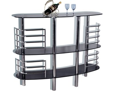 Contemporary Bar Table With Tinted Glass Top