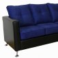 Cobalt Fabric & Black Vinyl Modern Sectional Sofa w/Metal Legs