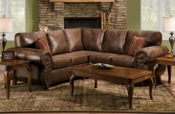 Brown Smokey Leather Like Microfiber Classic Sectional Sofa [AFSS-3900-Smokey]