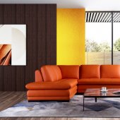 ML157 Sectional Sofa in Orange Leather by Beverly Hills