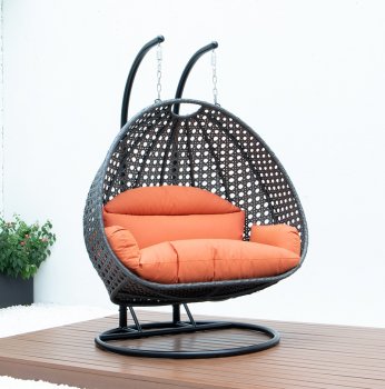 Wicker Hanging Double Egg Swing Chair ESCCH-57OR by LeisureMod [LMOUT-ESCCH-57OR]