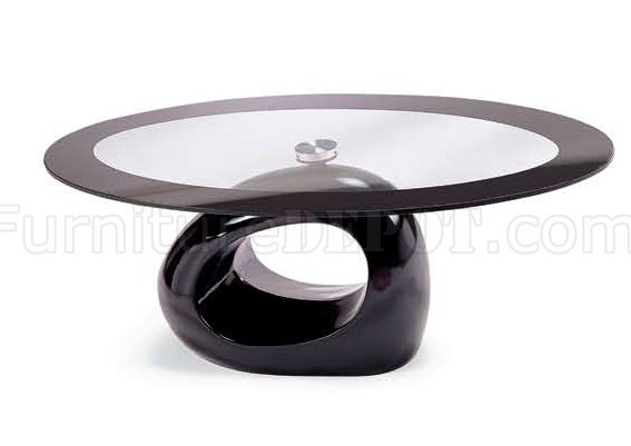 Black Stone Marble Base & Glass Top Modern Coffee Table - Click Image to Close