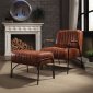 Sarahi Accent Chair & Ottoman Set 59595 in Cocoa Leather by Acme