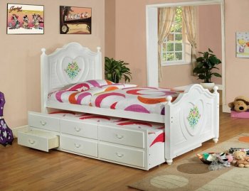 CM7619 Isabella II Kids Bedroom in White w/Twin Bed & Trundle [FABS-CM7619 Isabella II]