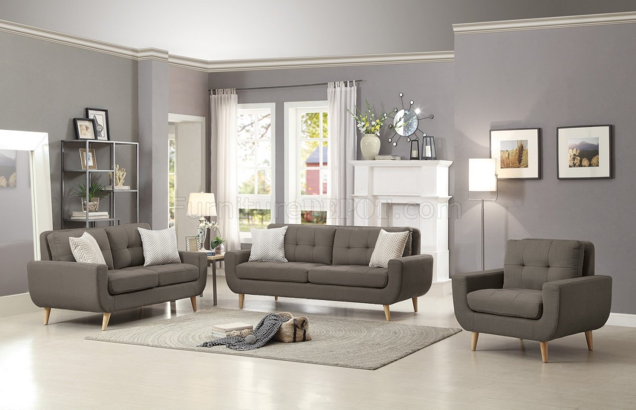 Deryn Sofa & Loveseat Set 8327GY in Grey Fabric by Homelegance - Click Image to Close