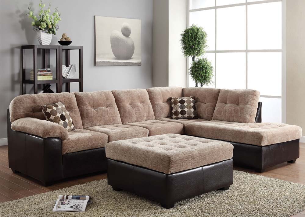 50535 Layce Sectional Sofa In Camel, Camel Fabric Sectional Sofa