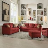 Cleavon 53560 Sofa & Loveseat Set in Red Linen by Acme w/Options