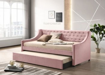 Lianna Daybed 39380 in Pink Velvet by Acme w/Trundle [AMB-39380 Lianna]