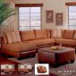 Verona Cognac Leatherette & Fabric Sectional Sofa w/Options