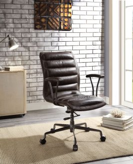 Zooey Office Chair 92558 in Chocolate Top Grain Leather by Acme