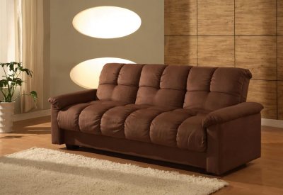 Premium Mocha Microfiber Three Seater Sleeper Sofa