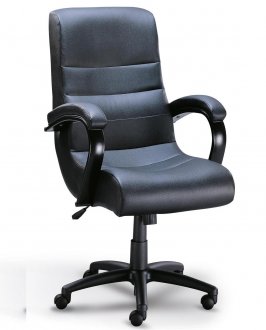 Black Leather Like Executive High Back Chair w/Lumbar Support