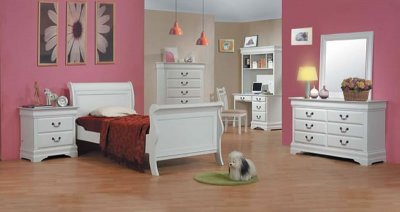 White Finish Kid's Contemporary Bedroom