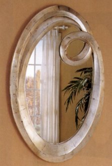 "Q" Frame Contemporary Oval Beveled Mirror in Silver Finish