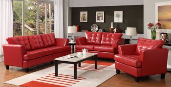 9994RED Della Sofa by Homelegance in Red Bonded Leather [HES-9994RED Della]