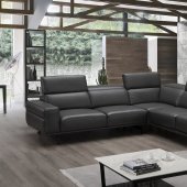 Davenport Sectional Sofa in Slate Grey Leather by J&M