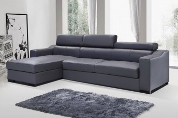 Ritz Sleeper Sectional Sofa in Grey Leather by J&M [JMSS-Ritz Grey]
