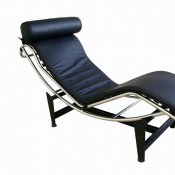 Black Color Leather Upholstery Contemporary Chaise Lounge