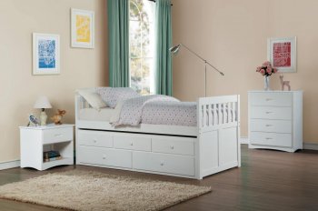 Galen Bed B2053PRW in White by Homelegance w/Trundle & Options [HEKB-B2053PRW-Galen White]
