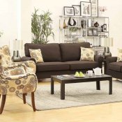 Noella 504791 Sofa in Chocolate Fabric by Coaster w/Options
