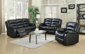 G943 Motion Sofa & Loveseat in Black Bonded Leather by Glory [GYS-G943 Black]