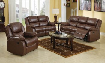 Brown Bonded Leather Match Modern Reclining Sofa & Loveseat Set [CTCS-LR50010]