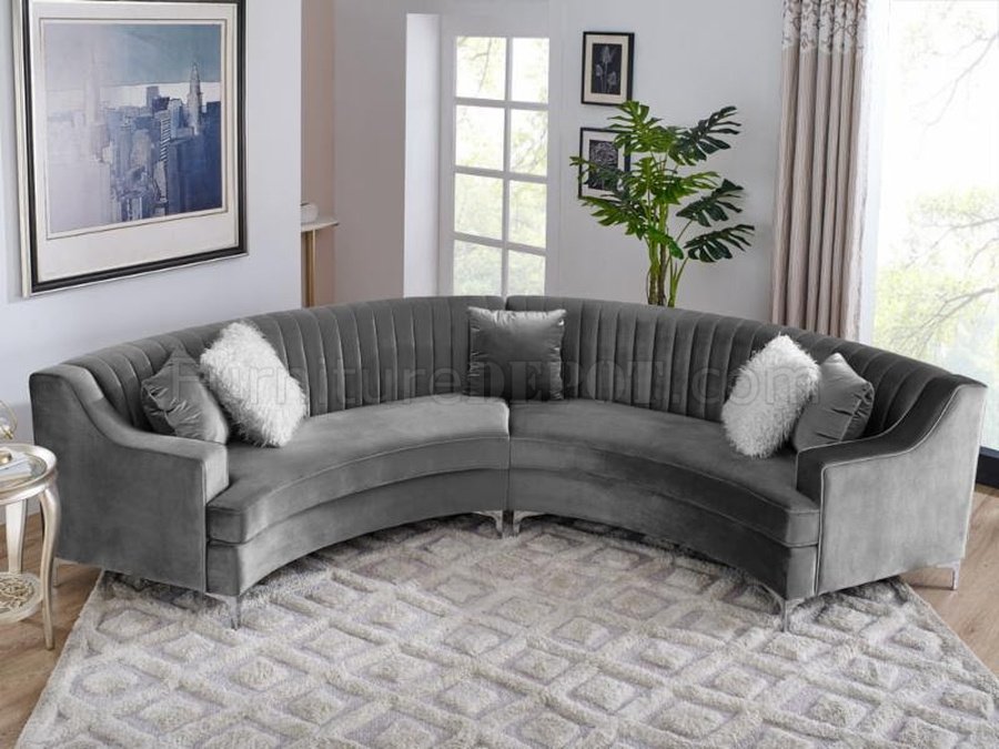 MS2071 Sectional Sofa in Grey Velvet by VImports