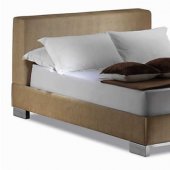 Cappuccino Modern Bed with Angular Shape and Metal Legs