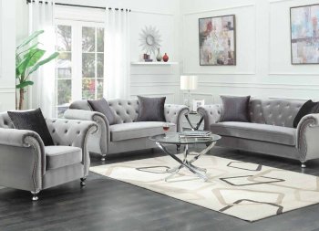 Frostine Sofa in Silver Tone Fabric 551161 by Coaster w/Options [CRS-551161 Frostine]