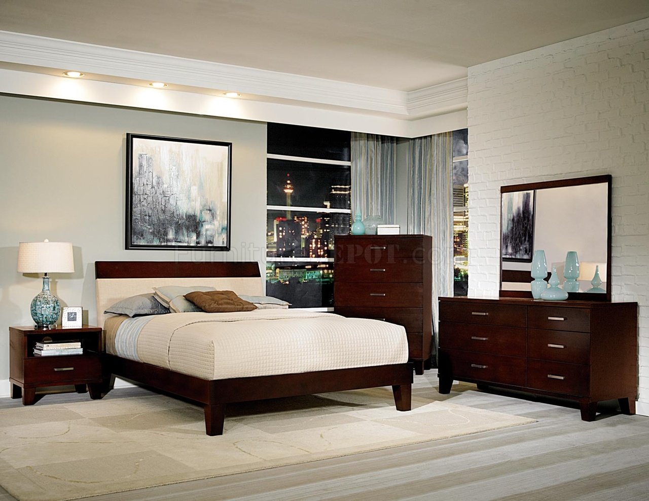 2219 Claran Bedroom by Homelegance in Dark Cherry w/Options - Click Image to Close