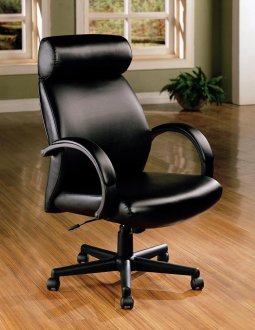 Black Vinyl Leather High Back Executive Office Chair w/Gas Lift