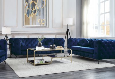 Atronia Sofa 54900 in Blue Fabric by Acme w/Options