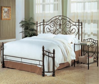 Antique Green Style Finish Metal Bed w/Optional Nightstands [CRBS-300161]