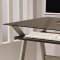 Metal Base & Smoked Glass Modern Home Office Desk w/Two Drawers