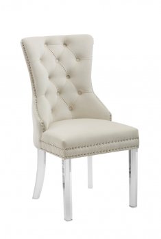 Casanova Dining Chair Set of 2 in Ivory Velvet [BDDC-Casanova Milk]