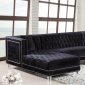 Moda Sectional Sofa 631 in Black Velvet Fabric by Meridian